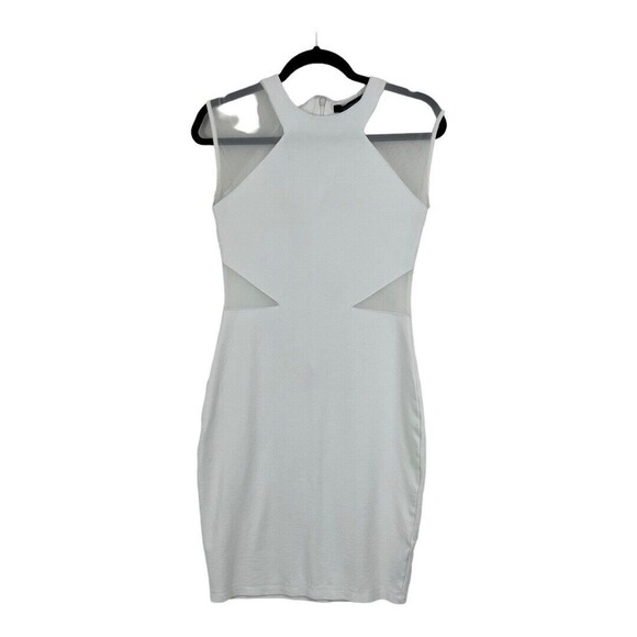 French Connection Size 8 White Viven Mesh Inset Body-Con Dress - Picture 1 of 4